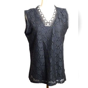 Karl Lagerfeld Black Lace Sleeveless Blouse